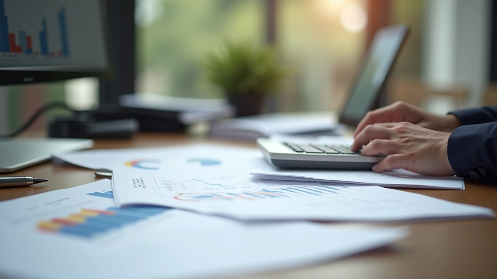 Moderner Finanzberatungsplatz mit Dokumenten und Computer